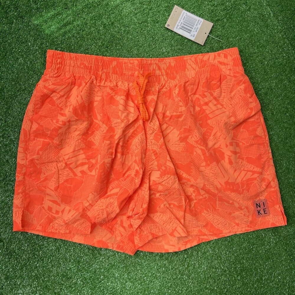 Nike Swim Shorts Size XL Mens Solid Icon 5' Drawstring Orange AOP NESSC462-822